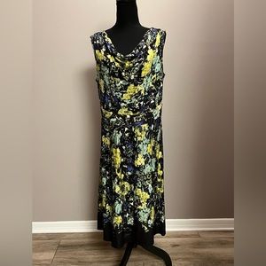 NIC+ZOE Size L Sleeveless Dress in Shades of Green and Black